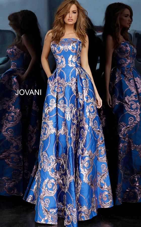 Jovani royal blue strapless prom ballgown