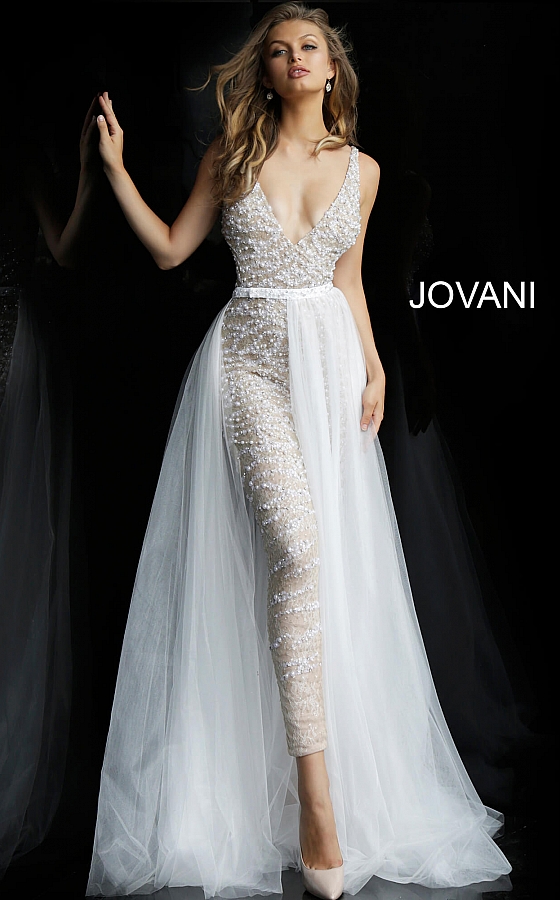 Jovani embellished bridal jumpsuit