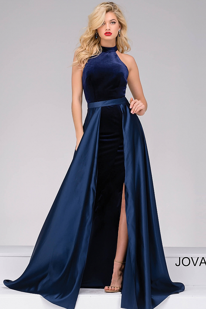 navy blue velvet gown