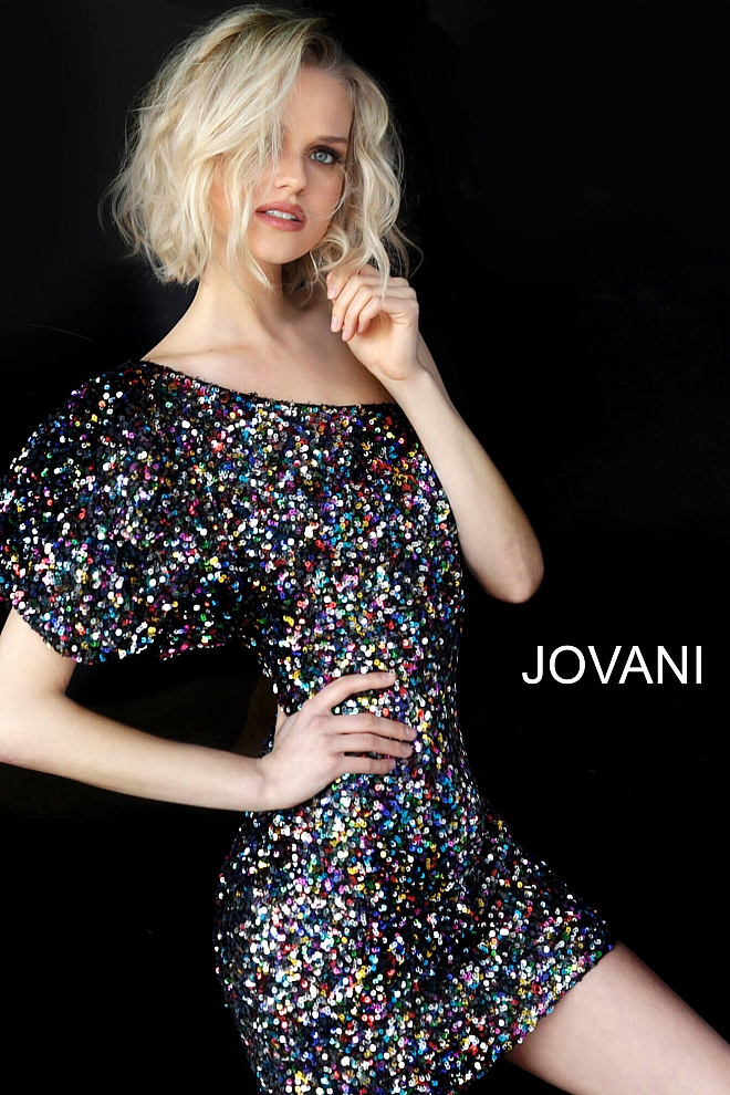 Sparkling multi color homecoming dress