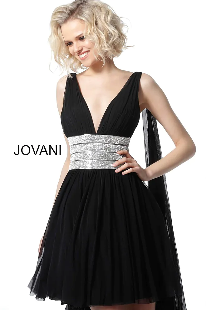 Jovani embellished waist pleated short dress