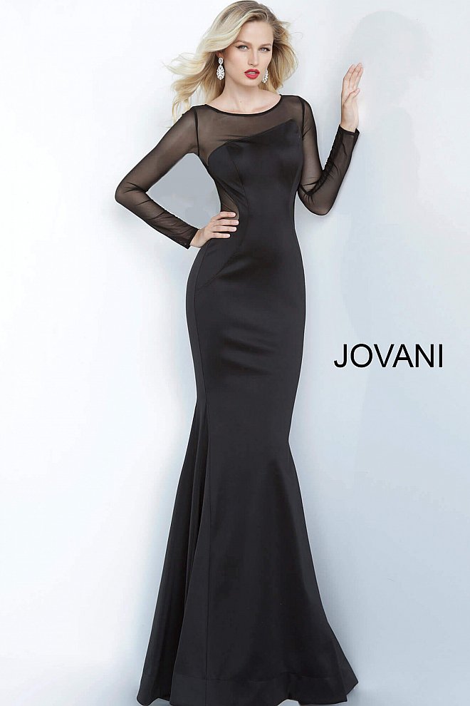 Joani black bodycon long sleeve evening dress