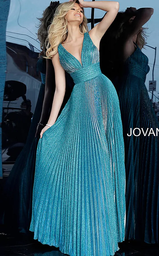Jovani empire waist pleated prom dress