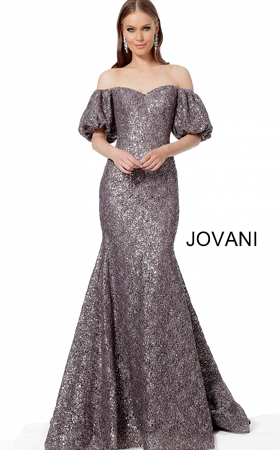 Jovani lavender lace evening gown