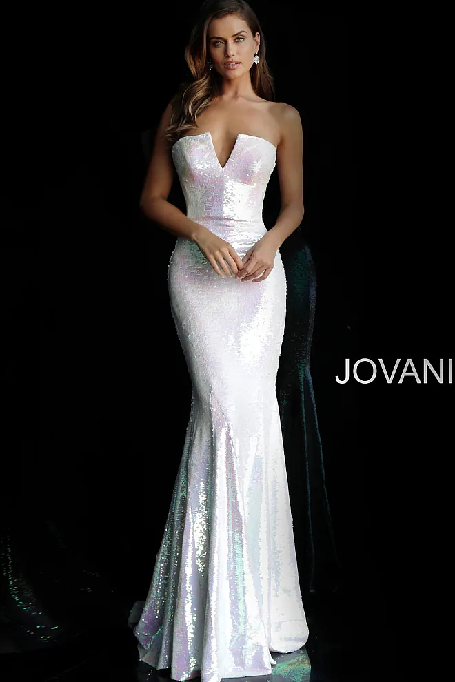 Jovani white sequin prom gown