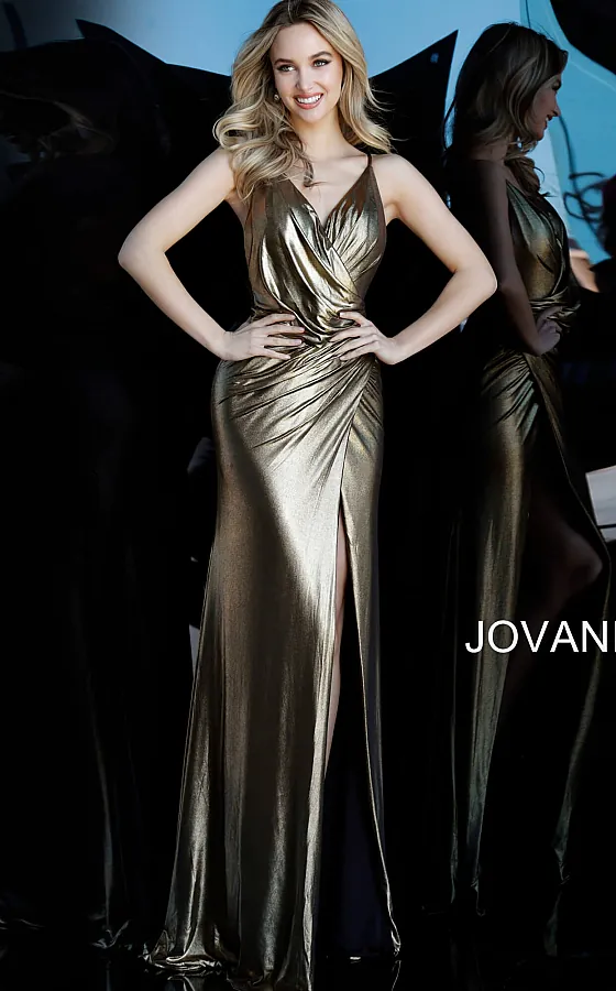 Jovani gold wrap prom dress