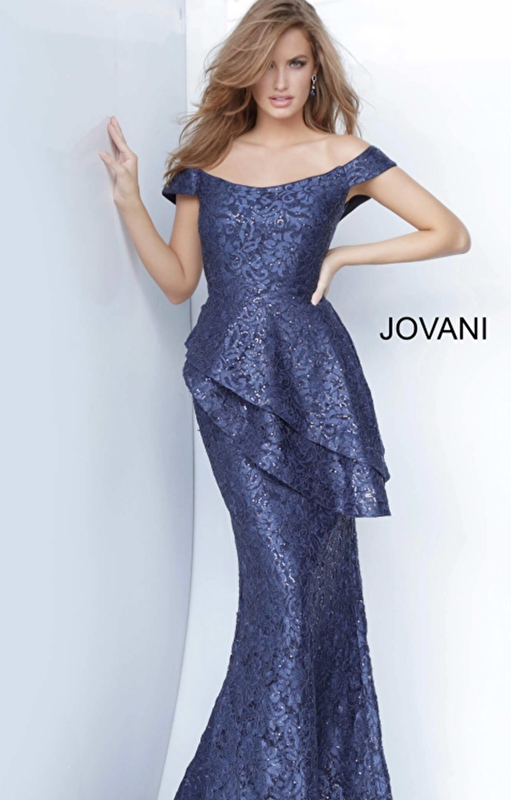 Jovani 02911 Off the Shoulder Lace Mother of the Bride Dress