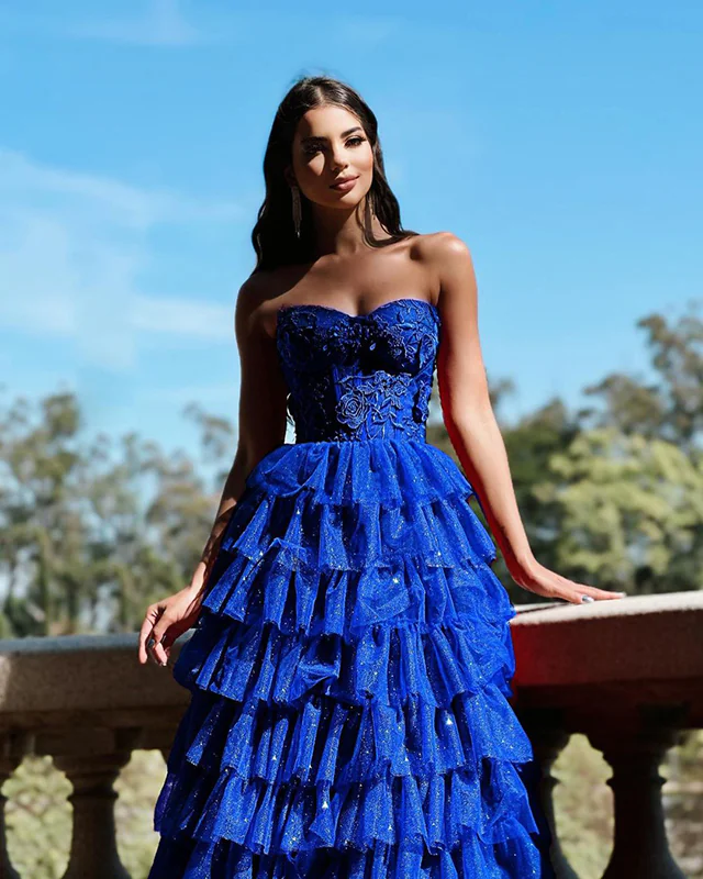 blue layered dress