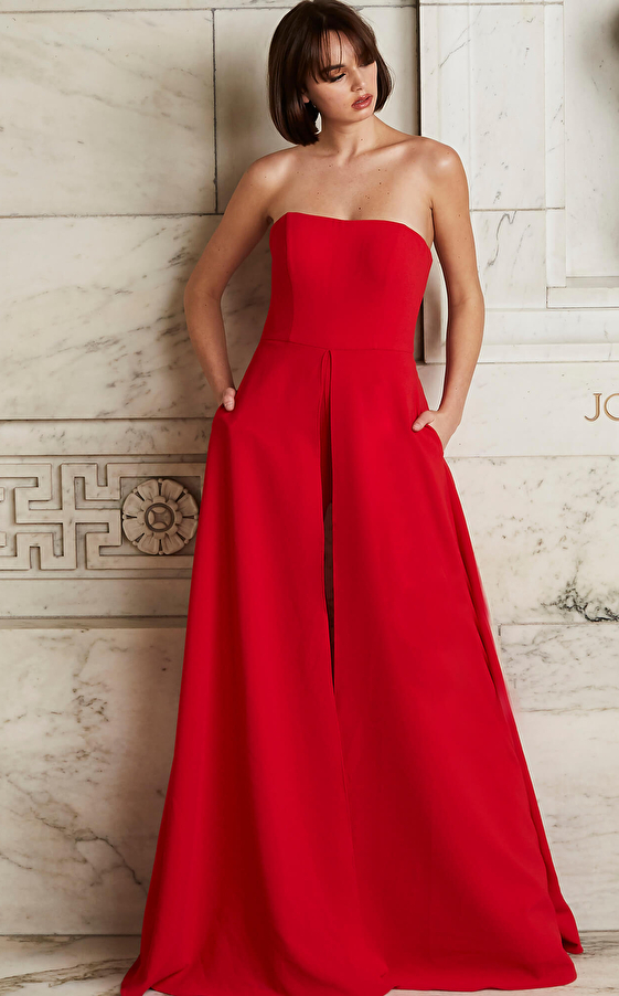 Red Jovani jumpsuit with pockets