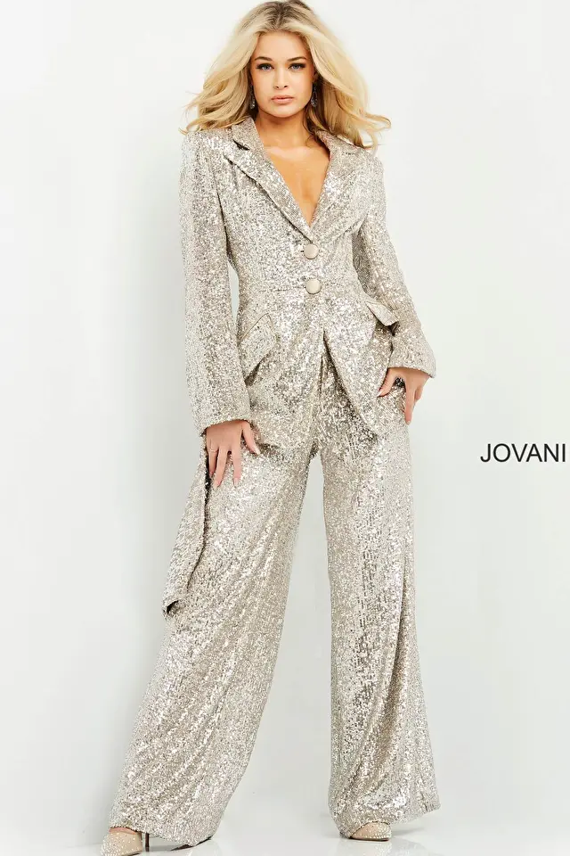 Model wearing Jovani style 04905 contemporary dress