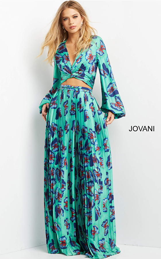 jovani Print Long Sleeve Contemporary set 06844 and 07202