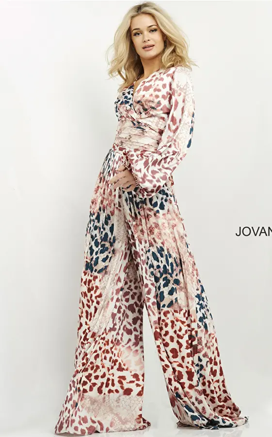 Animal print two piece ready to wear Jovani pant suit