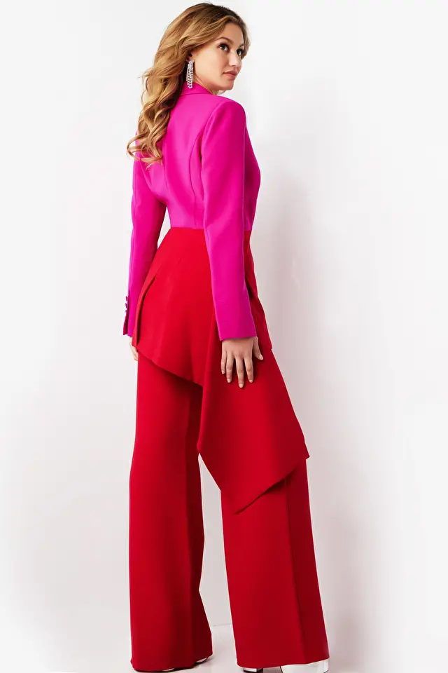 Fuchsia red pant suit 07093