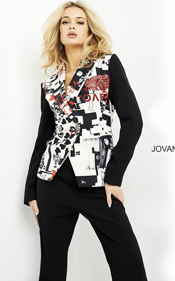 Jovani M04173 Black Multi Ready to Wear Blazer 