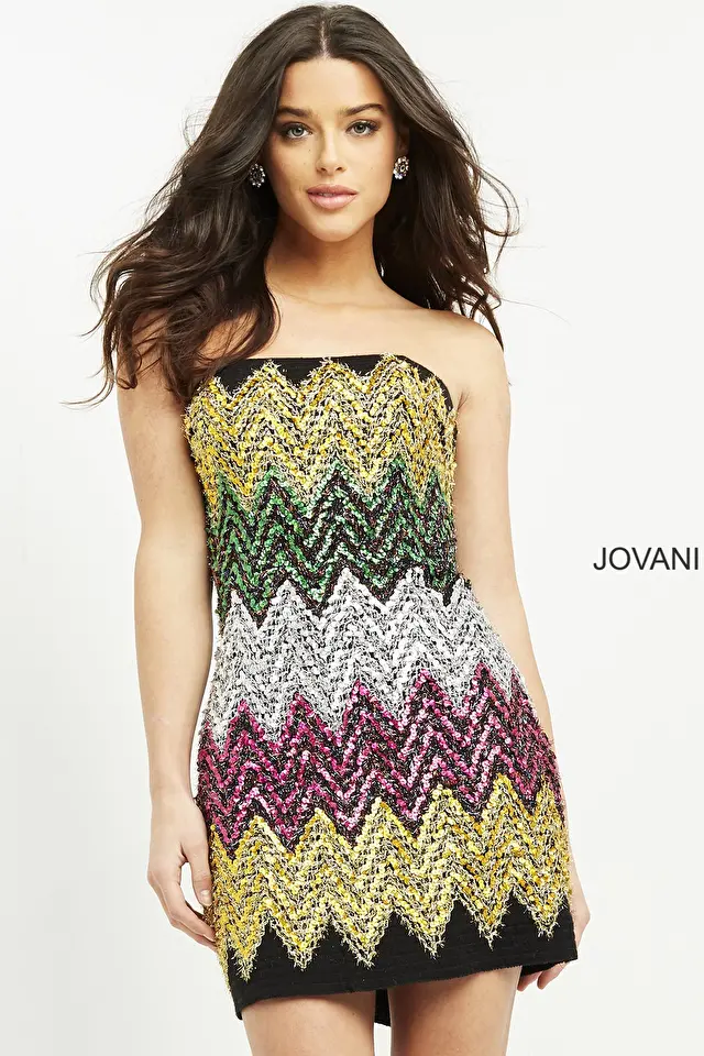 Model wearing Jovani style M05036 dress