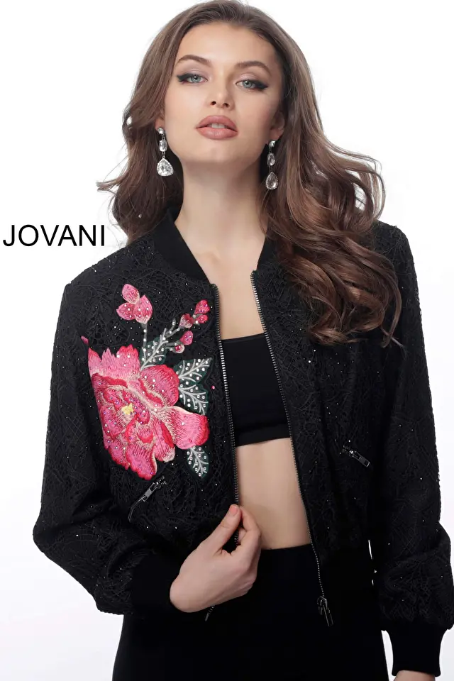 Model wearing Jovani style M62103 contemporary dress