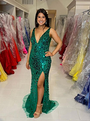 Emerald embellished prom dress Jovani 02479