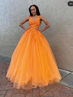 Tulle orange Jovani prom ballgown 02840