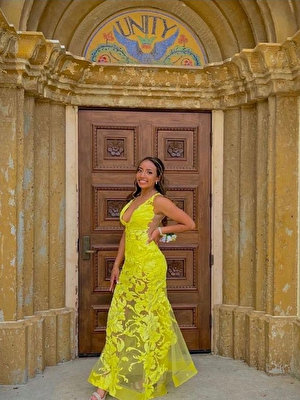 Yellow sexy Jovani prom dress 60283
