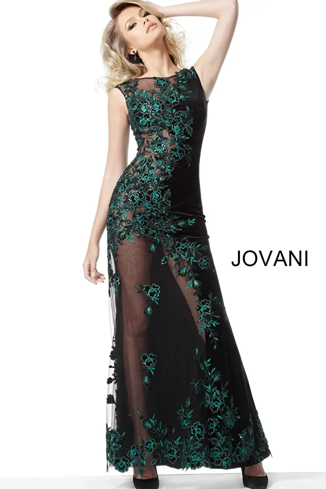 Model wearing Jovani style 63645 dress