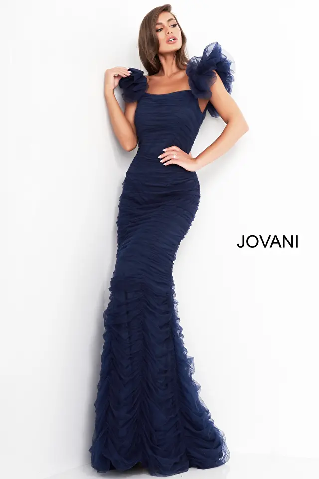 Model wearing Jovani style 02084 dress