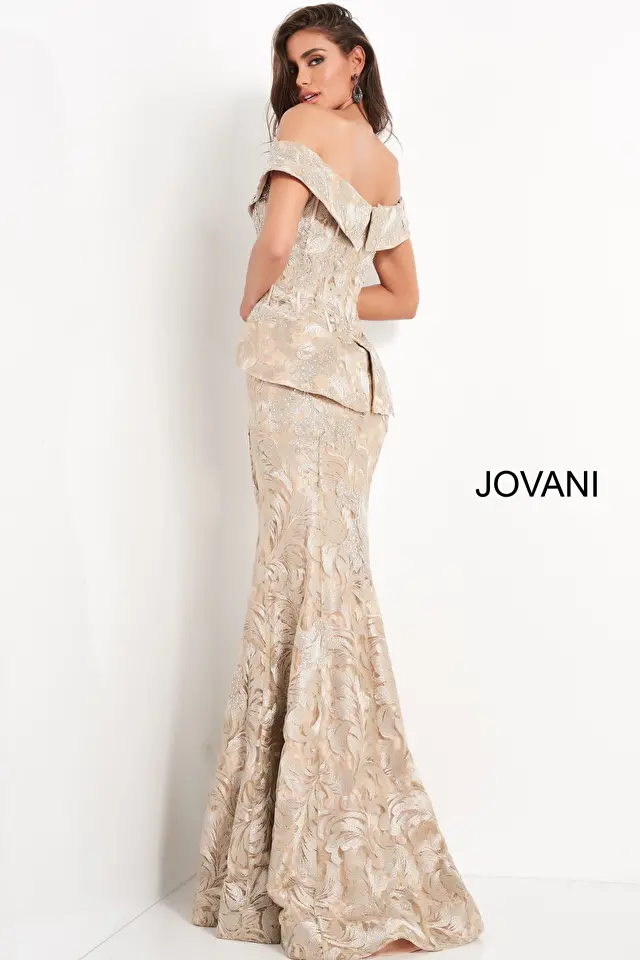 Sweetheart neck gold Jovani mob and evening dress 02762