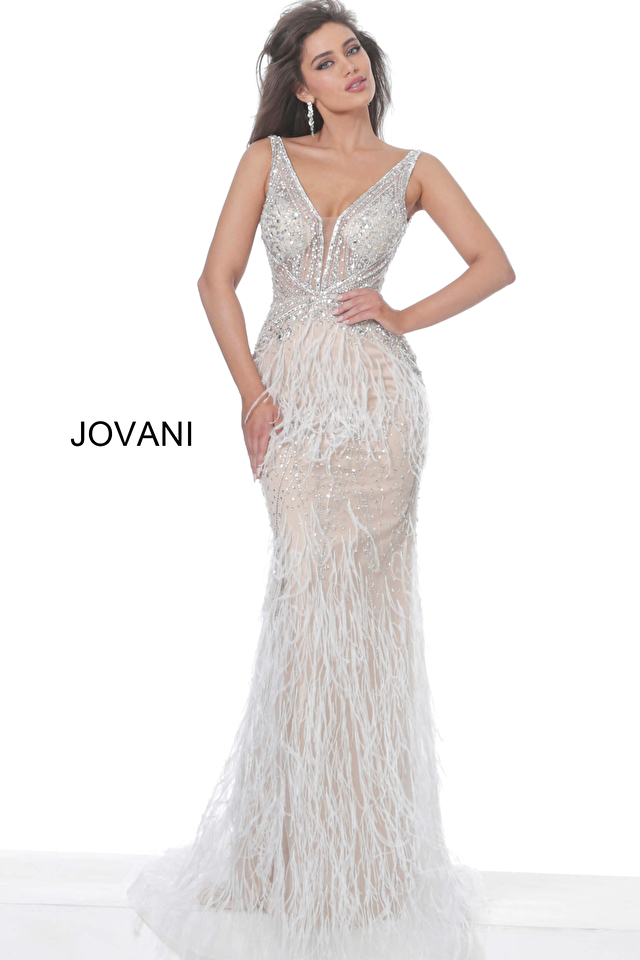 Model wearing Jovani style 03023 prom dress