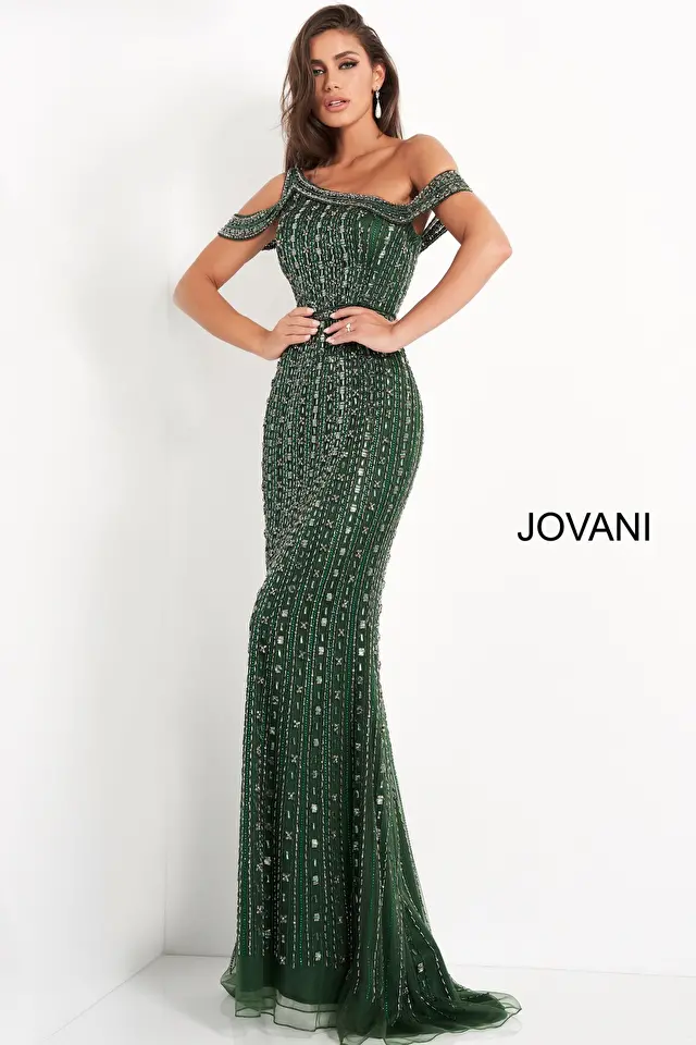 Model wearing Jovani style 03124 dress