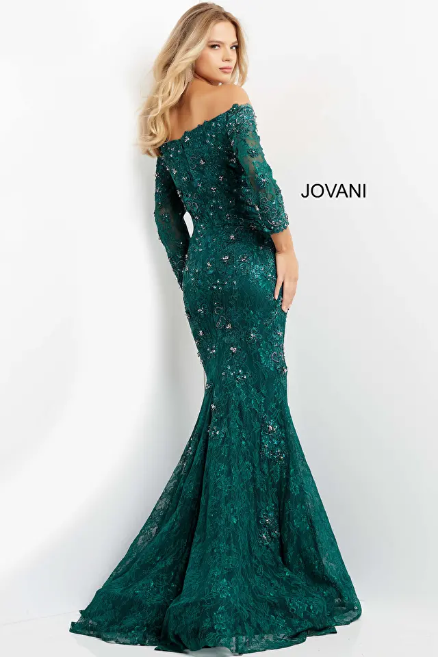 Jovani 03651 | Green Beaded Lace Mermaid Dress