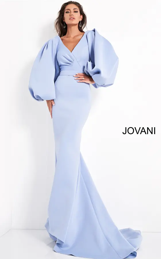 Light blue long sleeve evening Jovani dress 04371