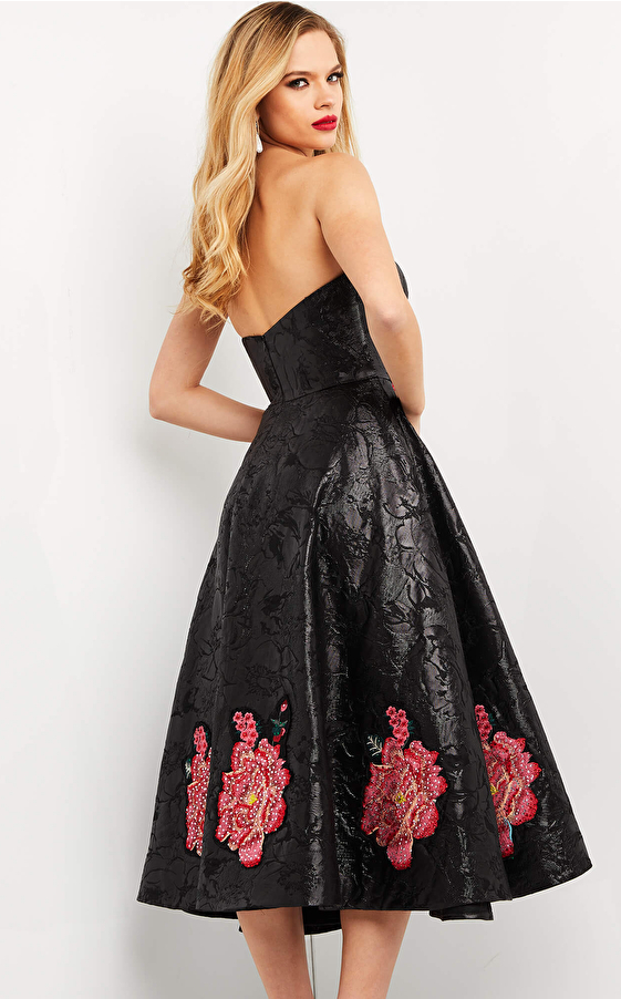 Jovani 04817 Black Multi Strapless A Line Evening Dress