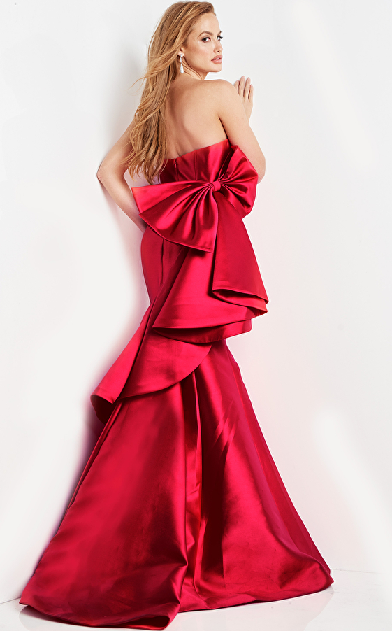 jovani Jovani 05219 Red Strapless Mermaid Evening Gown
