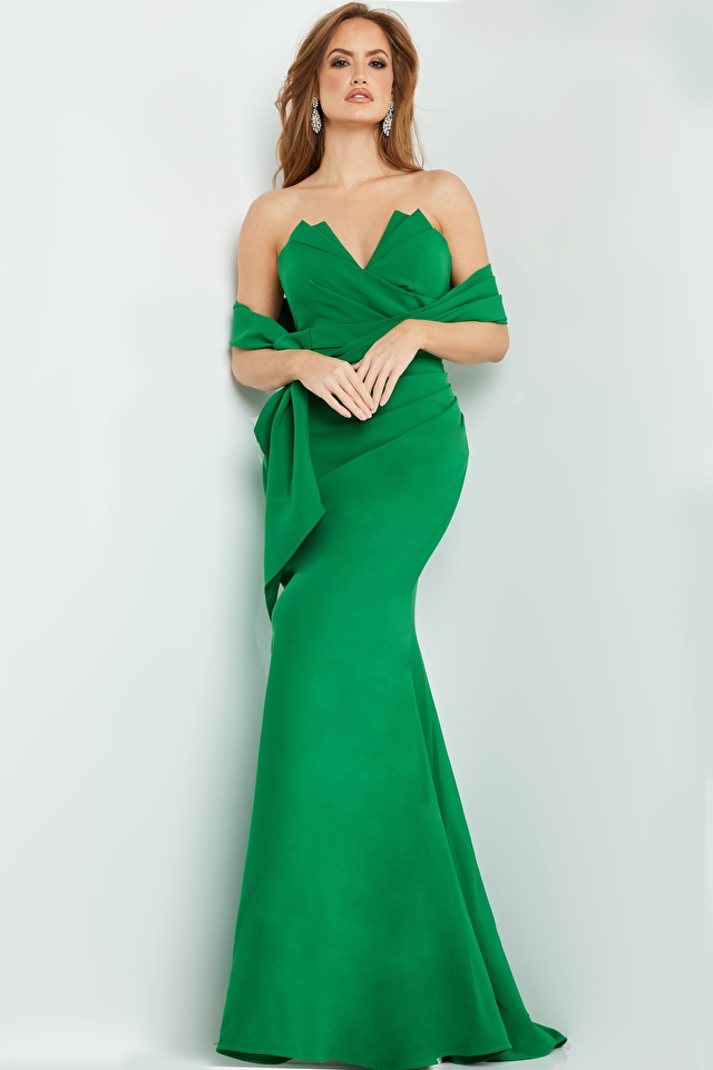 Jovani Dress 06403 | Green V Neckline Long Dress