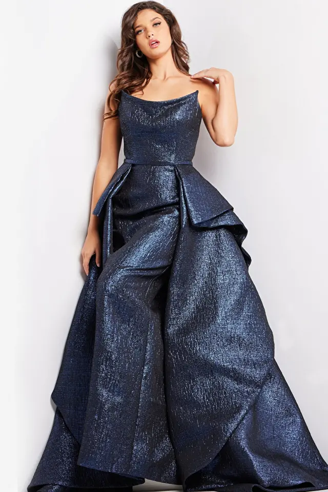 Shop Jovani 08487 Blue Illusion Bodice Embellished Evening Dress in  Deptford, NJ