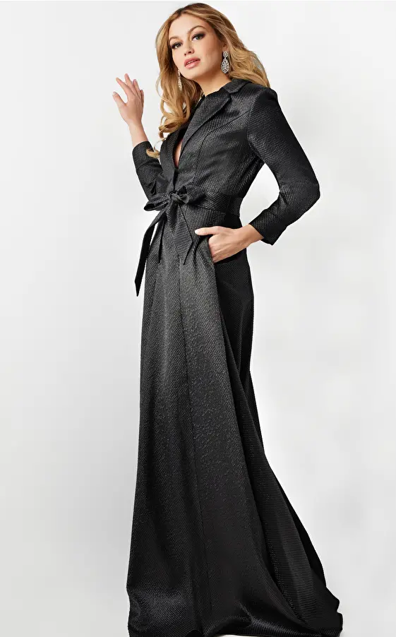 Black a line gown with pockets 23179