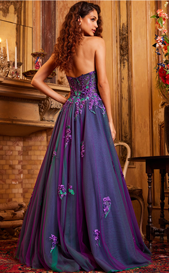 floral embroidery evening dress 23578