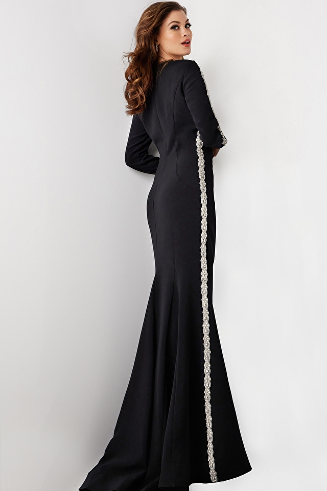 Black crystal embellished gown 24191