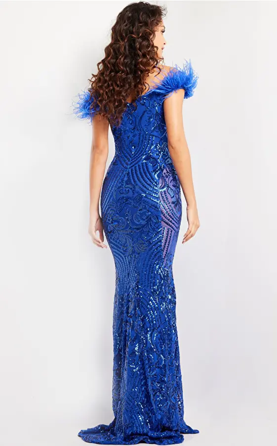Prom dress with feather sleeves 26041
