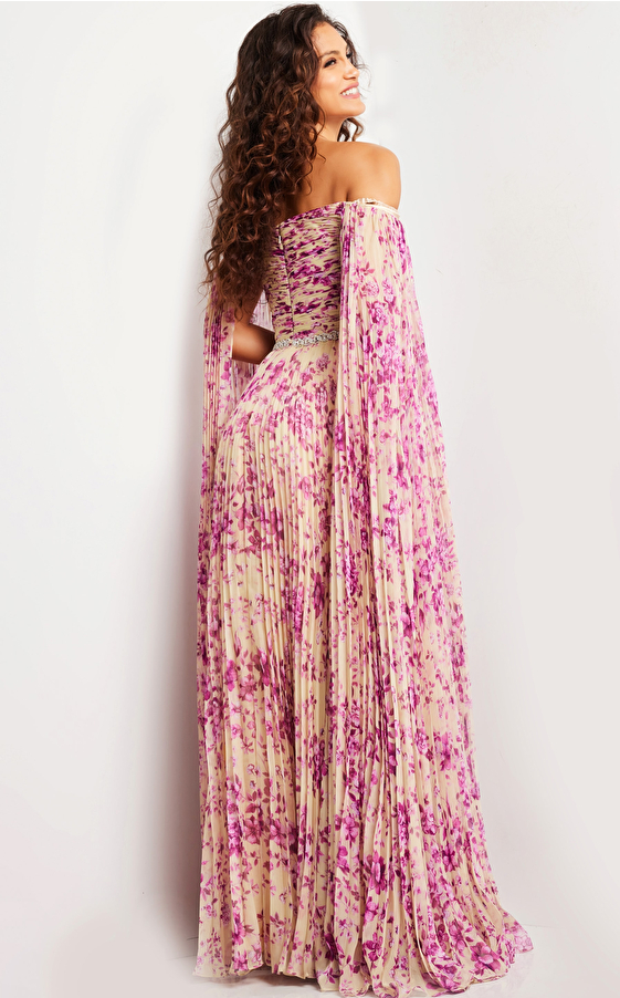 print pleated gown 26141
