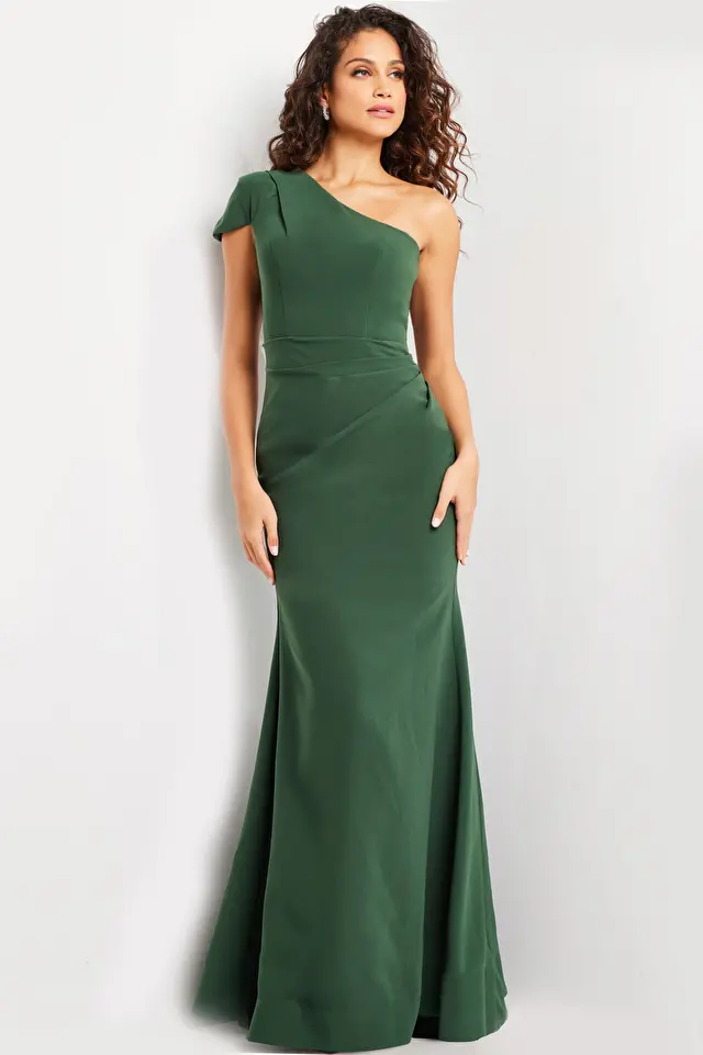 jovani Emerald One Shoulder Fitted Evening Gown 36699