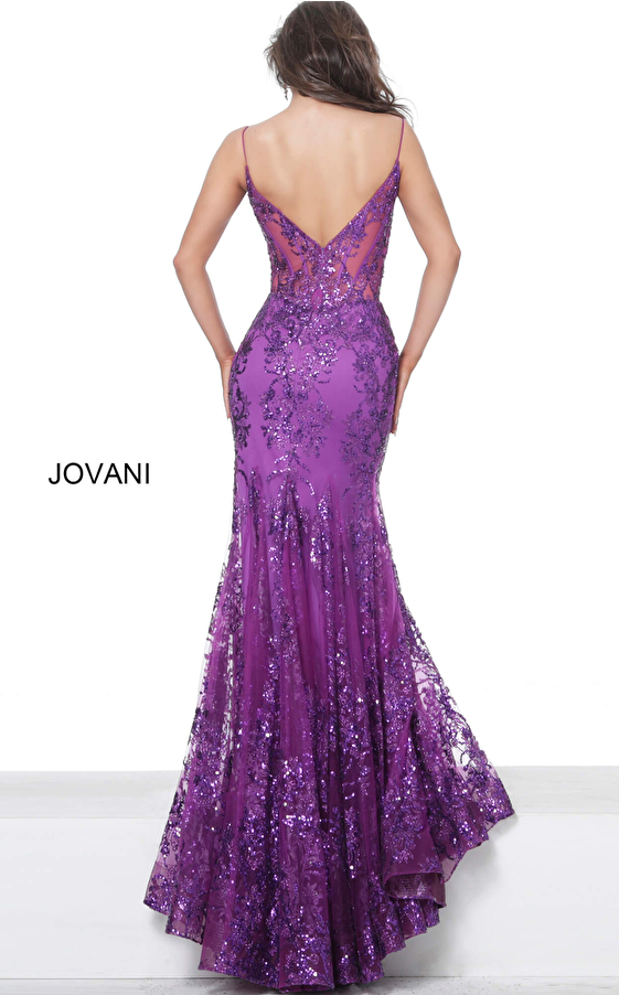 purple v back dress 3675