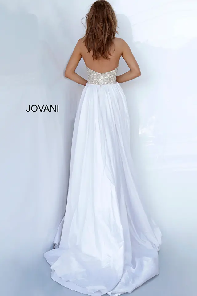 off white overskirt sheath prom dress 3698
