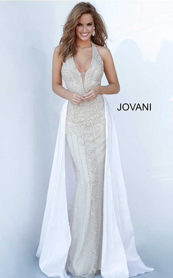 Halter Neck Embellished Jovani Dress 3698