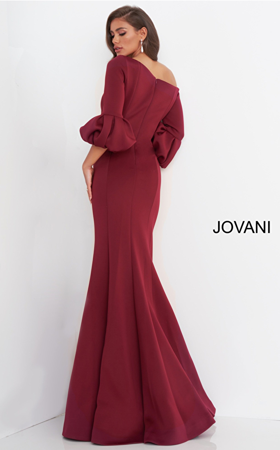 Burgundy scuba MOB and evening dress Jovani 39739