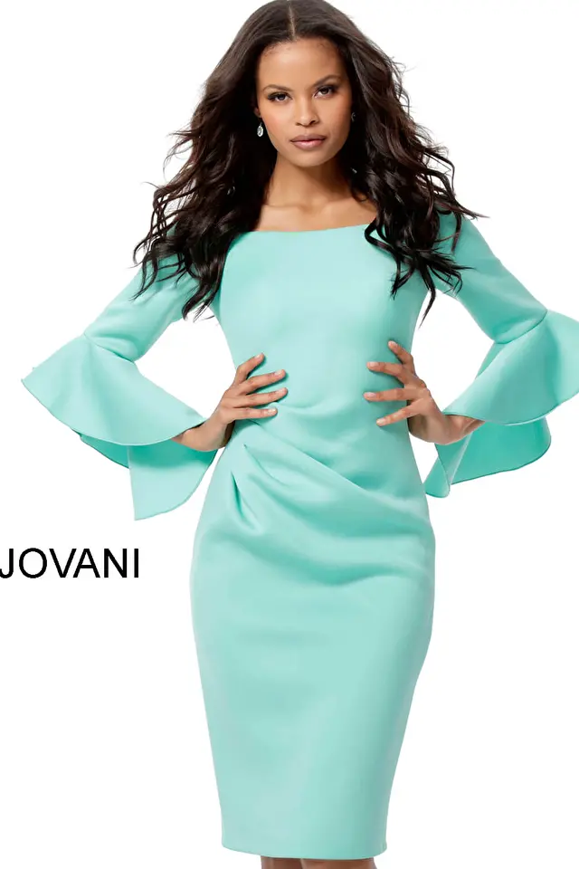 Model wearing Jovani style 59992 wedding guest dresses & party dress
