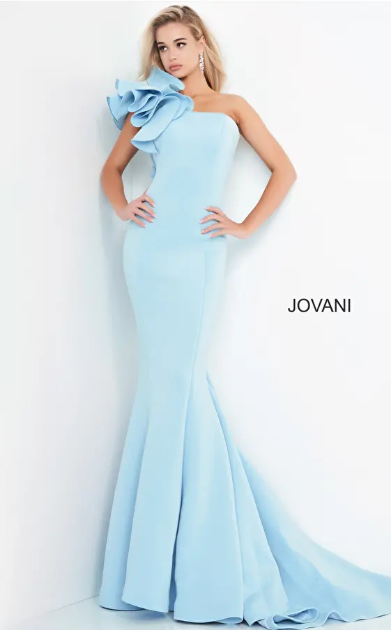 jovani Jovani 63994 One Shoulder Fitted Scuba Evening Dress 