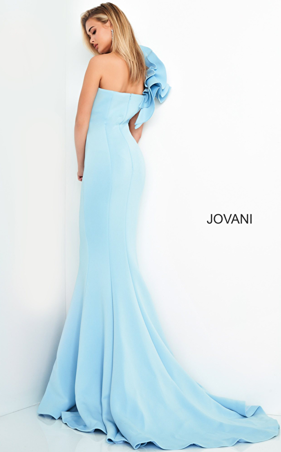 Light blue scuba Jovani evening dress 63994