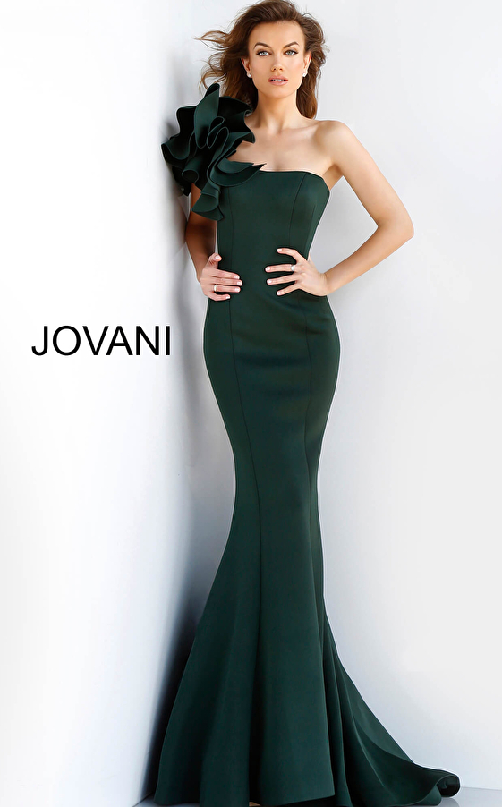 Jovani 63994 One Shoulder Fitted Scuba Evening Dress 
