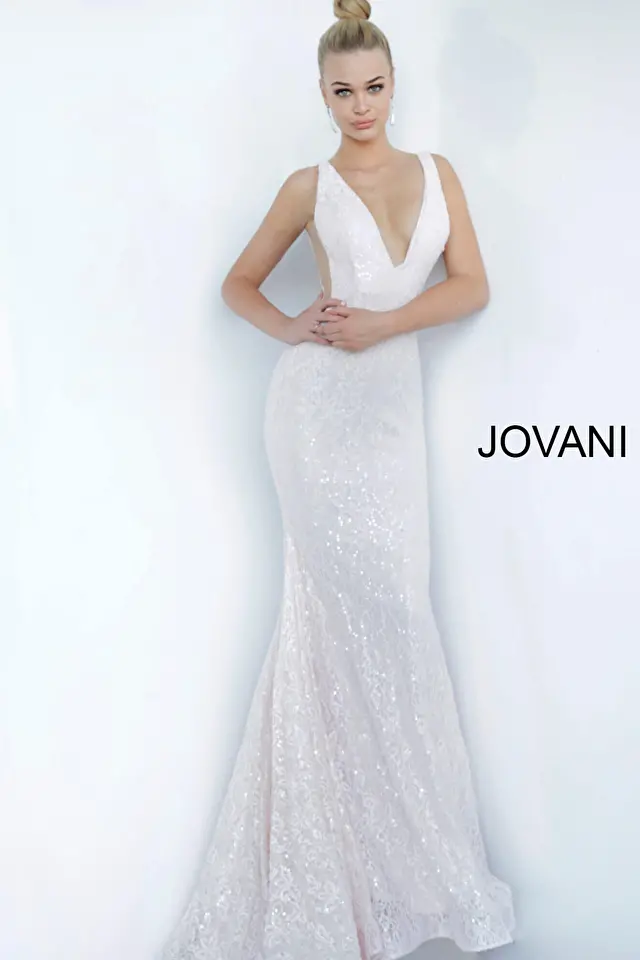 Model wearing Jovani style 65547 dress