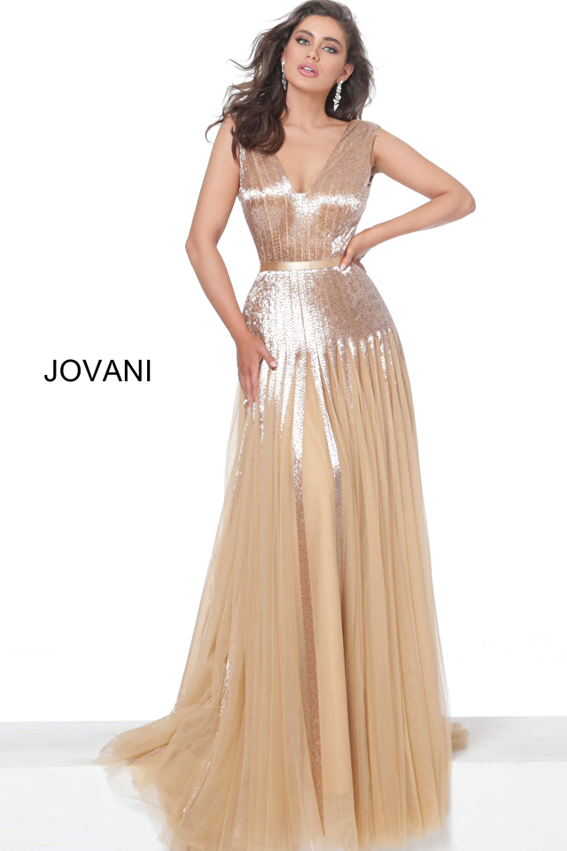 Model wearing Jovani style 65830 dress